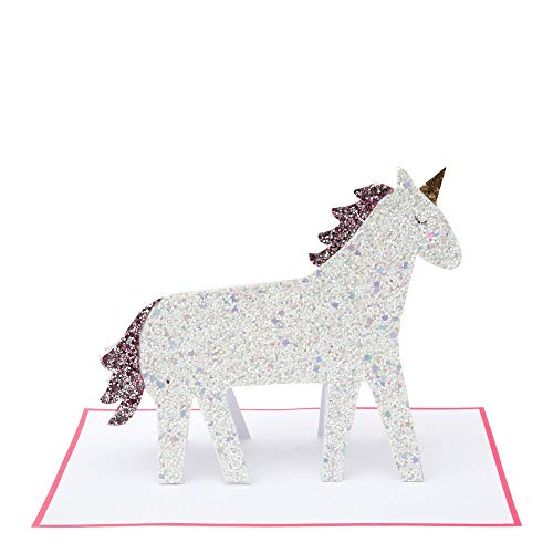 Meri Meri, tarjeta de cumpleaños con purpurina de unicornio, decoración de fiesta