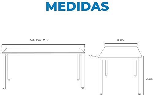 Mesa Escritorio Oficina Blanca de Madera Grande para Teletrabajo,Estudiar,Despachos,Ordenador de Sobremesa,Gaming, Youtubers, Salas de Estudio y Aulas de Formación 4 personas(Nogal,180)