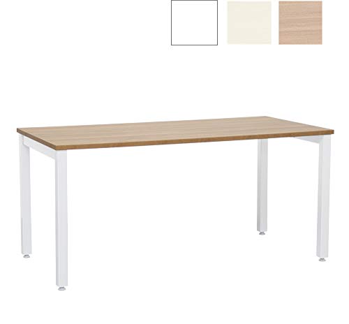 Mesa Escritorio Oficina Blanca de Madera Grande para Teletrabajo,Estudiar,Despachos,Ordenador de Sobremesa,Gaming, Youtubers, Salas de Estudio y Aulas de Formación 4 personas(Nogal,180)