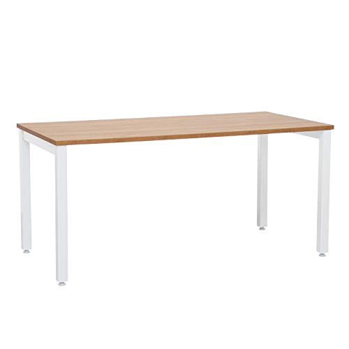 Mesa Escritorio Oficina Blanca de Madera Grande para Teletrabajo,Estudiar,Despachos,Ordenador de Sobremesa,Gaming, Youtubers, Salas de Estudio y Aulas de Formación 4 personas(Nogal,180)