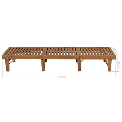 mewmewcat Tumbona Plegable de Jardín Tumbona de Exterior,Respaldo Durabilidad y Practicidad Madera Maciza de Acacia 200x61x30/86cm