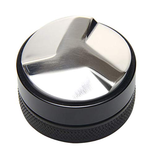 Mezclador de café de acero inoxidable para macarons y cafeterías, herramienta de 3 hojas con trébol, base de palma, color negro, 58 mm