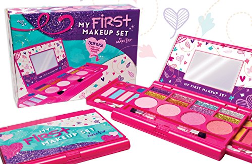 Mi primer set de maquillaje, kit de maquillaje para niñas, paleta de maquillaje desplegable con espejo y cierre de seguridad - Seguridad Comprobada - No Tóxico (Diseño original)