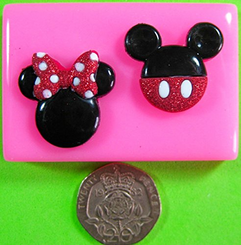 Mickey y la cara del ratón de Minnie Molde de silicona para la torta de Decoración Pastel de Cupcake Toppers Glaseado Sugarcraft Tool por Fairie Blessings