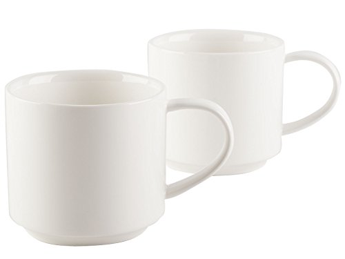 MIKASA M Blanco Tazas apilables, Juego de 2