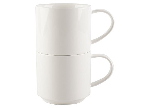 MIKASA M Blanco Tazas apilables, Juego de 2