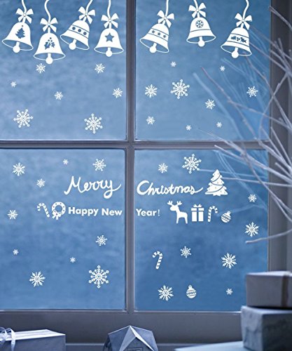 Miki&Co 200 Pegatina Copo de Nieve de la Navidad Calcomanías de Ventana - PVC sin Adhesivo para Ventanas Vidrios Navidad Decoración