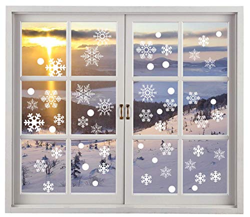 Miki&Co 200 Pegatina Copo de Nieve de la Navidad Calcomanías de Ventana - PVC sin Adhesivo para Ventanas Vidrios Navidad Decoración