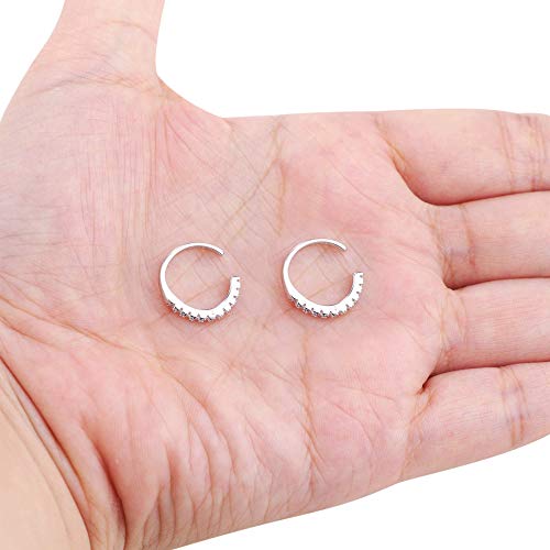 Milacolato 925 CZ de Plata Esterlina Pave Ear Cuffs Aretes Pequeños para Mujeres Zirconia Cúbica Pendientes Huggie no Piercing