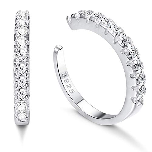 Milacolato 925 CZ de Plata Esterlina Pave Ear Cuffs Aretes Pequeños para Mujeres Zirconia Cúbica Pendientes Huggie no Piercing