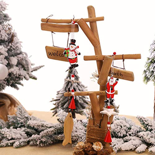 MILISTEN 4Pcs Campanas de Viento de Navidad Árbol de Navidad Santa Y Muñeco de Nieve con Adorno Colgante de Campana Decoración Colgante de Navidad de Madera para Interior Al Aire Libre