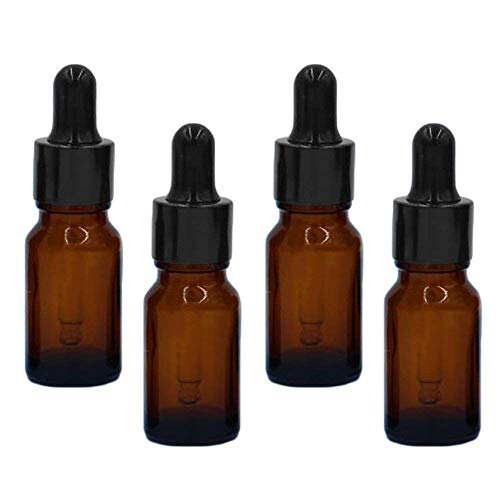 MINGZE 10 piezas Cuentagotas de botellas de vidrio para aceites esenciales, botellas de vidrio recargables vacías, de 20 ml, de viaje portátil, contenedores de líquido de perfume de aceite Botellas