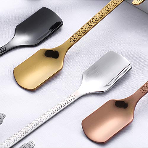 MINGZE 5 Piezas Cucharas De Acero Inoxidable para Colgar, Diseño de Calavera, Cuchara De Taza De Dibujos Animados Colgante Creativa Café Crema para Postre De Azúcar Café Leche Té Pastel