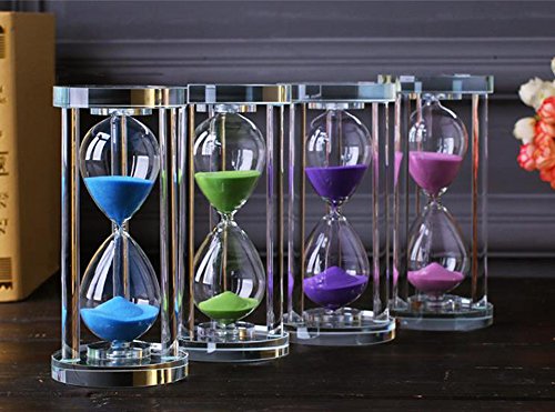 MINGZE Temporizador de Reloj de Arena de Cristal Transparente Reloj de Arena Artesanía decoración de Vidrio, 15 Minutos / 30 Minutos / 60 Minutos (Rosa, 60 Minutos)