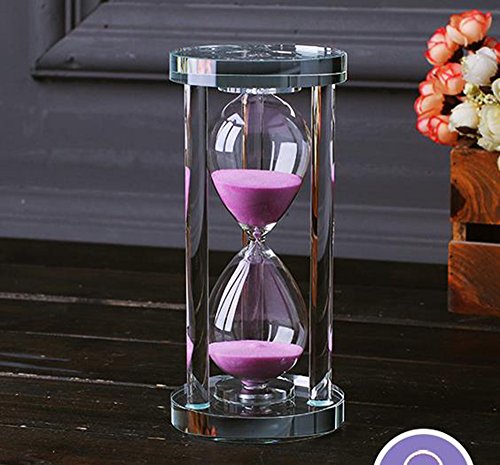 MINGZE Temporizador de Reloj de Arena de Cristal Transparente Reloj de Arena Artesanía decoración de Vidrio, 15 Minutos / 30 Minutos / 60 Minutos (Rosa, 60 Minutos)