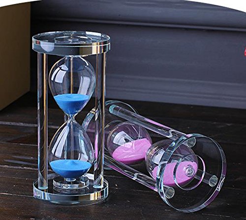 MINGZE Temporizador de Reloj de Arena de Cristal Transparente Reloj de Arena Artesanía decoración de Vidrio, 15 Minutos / 30 Minutos / 60 Minutos (Rosa, 60 Minutos)