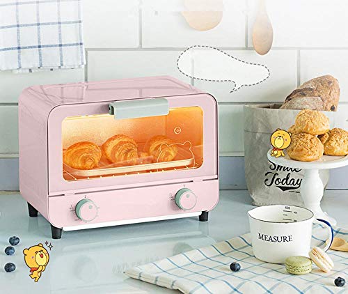 Mini horno, horno eléctrico de encimera, horno de convección, mini horno digital multifuncional-Horno eléctrico rosa de 9 litros