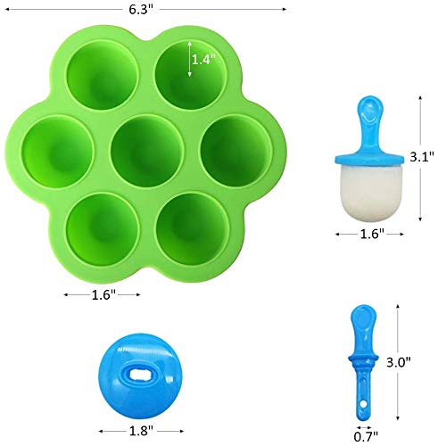 Mini molde de silicona para paletas de helado, 7 cavidades DIY con palitos de plástico coloridos, moldes para picaduras de huevo piruleta y helado contenedor de almacenamiento de alimentos para bebés