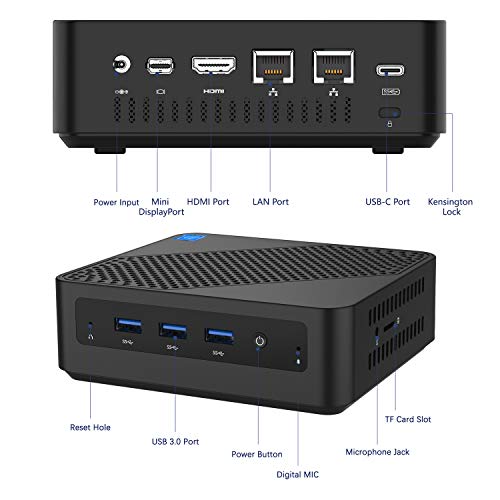 Mini PC 8GB de RAM Actualizable SSD de 256 GB Procesador Intel Core i5-5257U (hasta 3.1Ghz),Ordenadores de Sobremesa Windows 10 Pro 4K HD con Puerto USB-C/HDMI/Mini DP,2X Ethernet Wi-Fi Dual