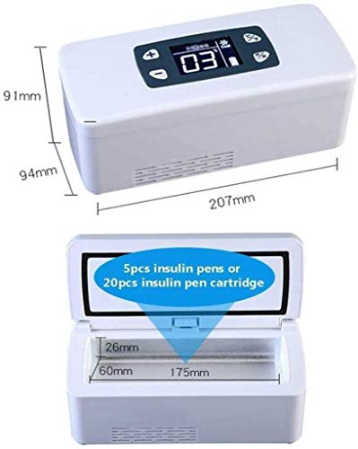 Mini portátil de insulina Caja refrigerada, 2-25 ℃ Refrigerador médico, coche de Drogas enfriador pluma de insulina conservación de los medicamentos de temperatura constante, una (Color : A)