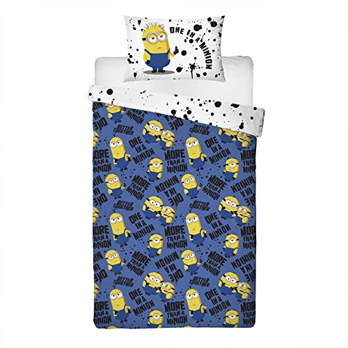 Minions 2 Official Despicable Me - Funda de edredón Individual, diseño de Minion Amarillo | Juego de Cama Reversible y Funda de Almohada de polialgodón, Multicolor UM2SAYDS002UK1