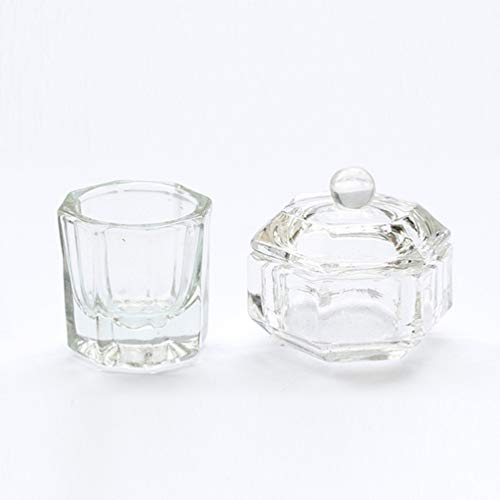 Minkissy 2 piezas de uñas de cristal acrílico sin tapa polvo líquido vidrio dappen plato vaso de vidrio para manicura uñas