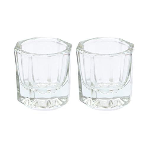 Minkissy 2 piezas de uñas de cristal acrílico sin tapa polvo líquido vidrio dappen plato vaso de vidrio para manicura uñas