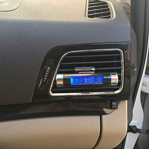 Mioloe Digital LED Reloj de Coche Termómetro Electrónico Tiempo Aire Acondicionado Vent Retroiluminación Temperatura Medidor de Voltaje