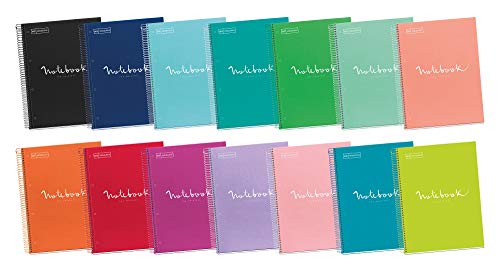 MIQUELRIUS - Cuaderno Notebook Emotions - 1 franja de color, A4, 80 Hojas con rayado horizontal 7mm, Papel 90g, 4 Taladros, Cubierta de Cartón Extraduro, Color Formentera
