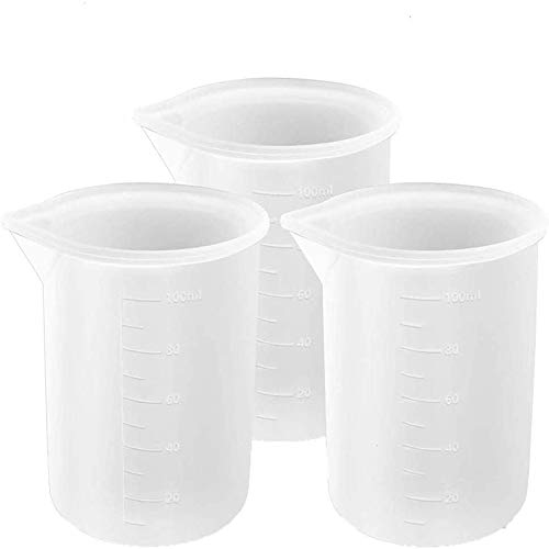 Mirrwin Jarra Medidora Silicona 6pcs 100mL Medir Tazas Silicona Taza de Medición Líquida Recipiente Resistente al Calor Laboratorio vaso Medidor para Cocinar Utensilios de Cocina o Laboratorio Medida