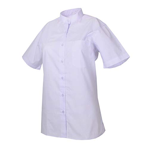 MISEMIYA - Camisa Uniforme Camarera SEÑORA Cuello Mao Mangas Cortas MESERO DEPENDIENTA Barman COCTELERA PROMOTRORAS Blusa - Ref.8271B - M, Blanco