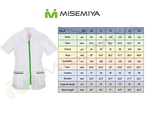 MISEMIYA - Casaca SEÑORA Mangas Cortas Uniforme Laboral CLINICA Hospital Limpieza Veterinaria SANIDAD HOSTELERÍA - Ref.702 - XS, Verde Manzana