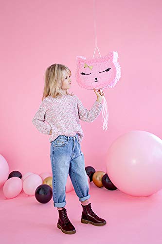 Miss Lovely Pinata Gato Kitty Rosa Oro Idea de Regalo/Embalaje de cumpleaños para niñas/decoración de cumpleaños/Accesorios para Fiestas de Nacimiento