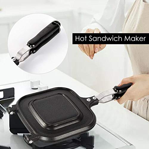 Mississ Sandwichera Caliente, Utensilios de Cocina con Parrilla Gigante portátil y de Doble Cara, sartén Doble Antiadherente para Tortillas para cocinar en Interiores y Exteriores