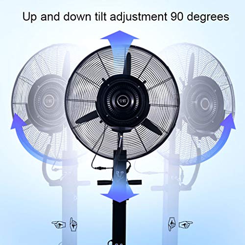 Mist Horn Fan Ventilador de Piso Atomización Humidificador Ventilador de enfriamiento Oscilante Industrial Cromo 3 velocidades Cabeza del Ventilador Ajustable Portátil silencioso 350 vatios （Gris pl