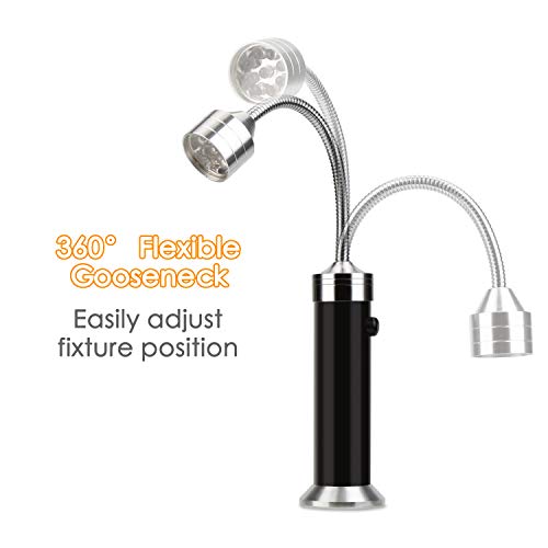 Mitening 2 Pcs Luz de Parrilla Magnética, Parrilla LED Luces con Base Magnética, 360 Grados Rotación, Ajustable, Flexible Cuello, para Exteriores, Barbacoa, Camping, Fiesta, Leer, BBQ ect (Negro)