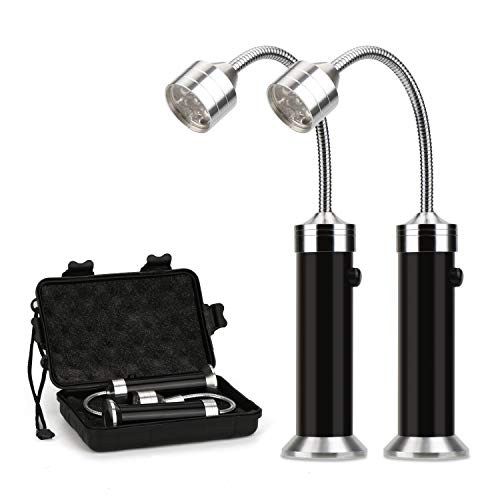 Mitening 2 Pcs Luz de Parrilla Magnética, Parrilla LED Luces con Base Magnética, 360 Grados Rotación, Ajustable, Flexible Cuello, para Exteriores, Barbacoa, Camping, Fiesta, Leer, BBQ ect (Negro)