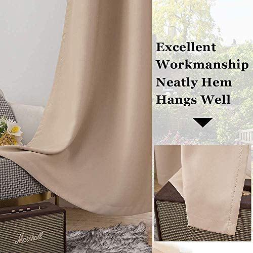 MIULEE 2 Piezas de Cortinas Opacas Resistente al Calor y La Luz para Salón Dormitorio Cortina Gruesa y Suave para Oficina Moderna Decorativa Reducción de Ruido Beige 140x225cm