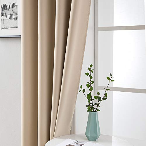 MIULEE 2 Piezas de Cortinas Opacas Resistente al Calor y La Luz para Salón Dormitorio Cortina Gruesa y Suave para Oficina Moderna Decorativa Reducción de Ruido Beige 140x225cm