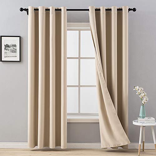 MIULEE 2 Piezas de Cortinas Opacas Resistente al Calor y La Luz para Salón Dormitorio Cortina Gruesa y Suave para Oficina Moderna Decorativa Reducción de Ruido Beige 140x225cm