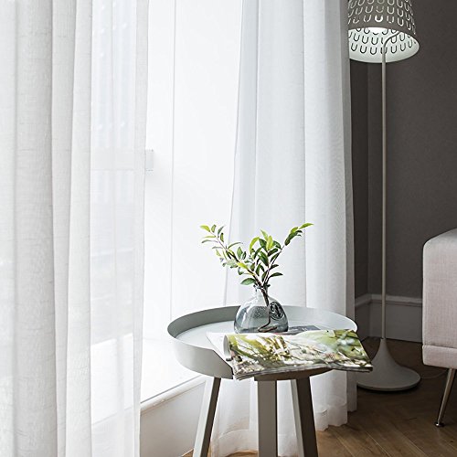 MIULEE Cortinas Poliéster Translucida de Dormitorio Moderno Ventana Visillos Salon para Sala Cuarto Dormitorio Comedor Salon Cocina Salón de Blanco 2 Unidades 140 x 175cm