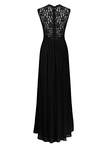 Miusol Vintage Chiffon Largo Fiesta Vestidos para Mujer Negro Small