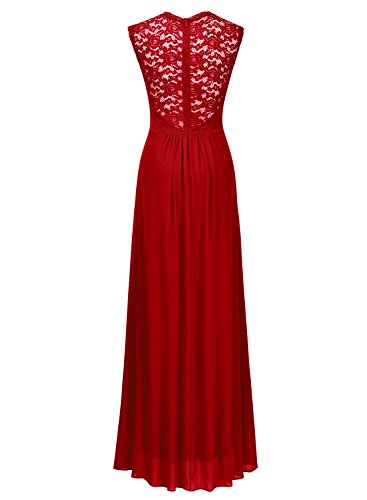 Miusol Vintage Chiffon Largo Fiesta Vestidos para Mujer Rojo Small