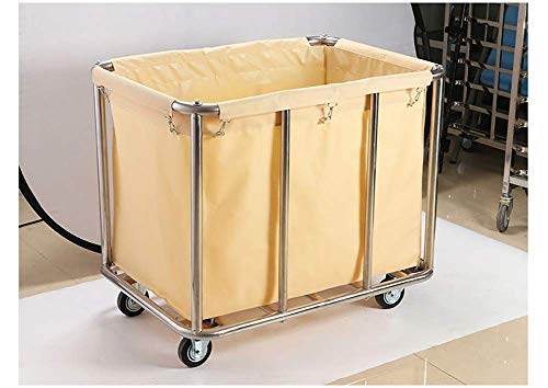 MJY Carrito para vehículos de reciclaje, carrito de lino rectangular reforzado estilo industrial, carrito de lavandería comercial extra grande con ruedas para el hogar/hotel, capacidad de carga de