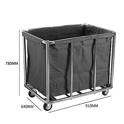 MJY Carrito para vehículos de reciclaje, carrito de lino rectangular reforzado estilo industrial, carrito de lavandería comercial extra grande con ruedas para el hogar/hotel, capacidad de carga de