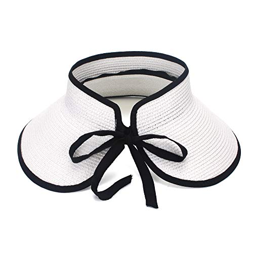 MK MATT KEELY - Sombrero de Paja de Playa para Mujer, Plegable ala Ancha sombrero para el sol mujer, Blanco Talla única