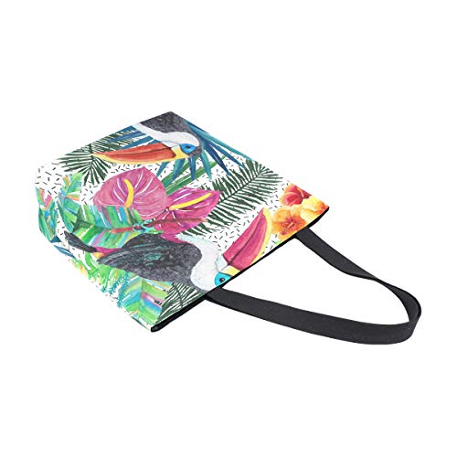 Mnsruu Bolsa de la compra Jungle Palm Leaves y Parrot Kitchen reutilizable bolsas de la compra de lona para la escuela viajes