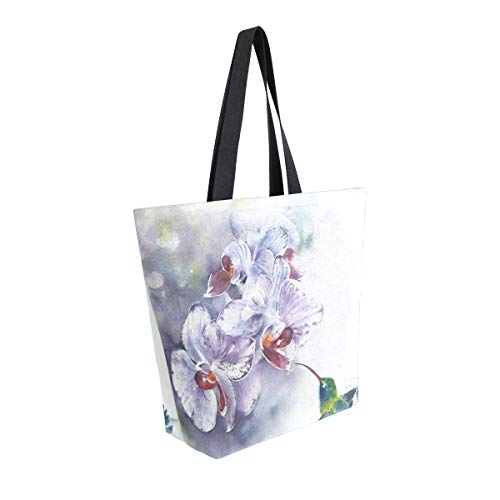 Mnsruu bolsa de orquídeas con colibrí cocina reutilizable bolsas de comestibles bolsa de lona para exterior