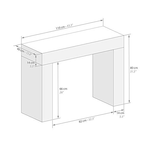 Mobili Fiver, Mesa Consola, Modelo Evolution, Color Blanco Brillante, 110 x 40 x 80 cm, Made in Italy