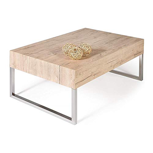 Mobilifiver Mesa de Centro, Modelo EVO XL, Color Roble Natural, 90 x 60 x 40 cm